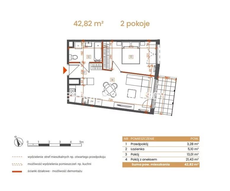 2 pokoje, mieszkanie 42,82 m², piętro 3, oferta nr , BS2-MS-309088-5, Katowice, Ceglana