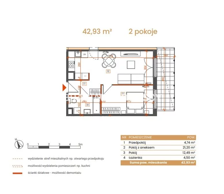 2 pokoje, mieszkanie 42,93 m², piętro 2, oferta nr , BS2-MS-309092-5, Katowice, Ceglana