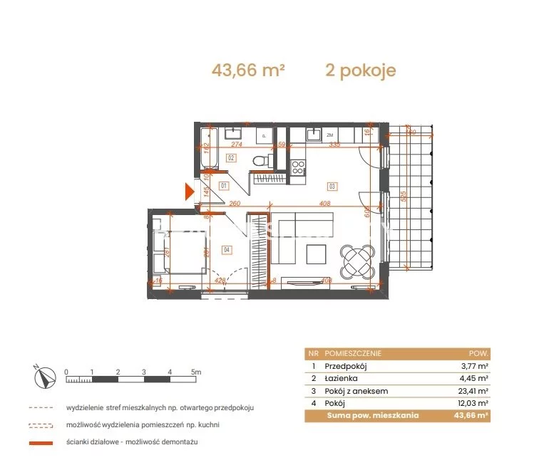 2 pokoje, mieszkanie 43,66 m², piętro 3, oferta nr , BS2-MS-309094-5, Katowice, Ceglana