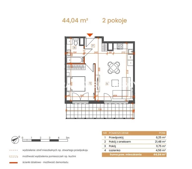 2 pokoje, mieszkanie 44,04 m², piętro 1, oferta nr , BS2-MS-309098-5, Katowice, Ceglana