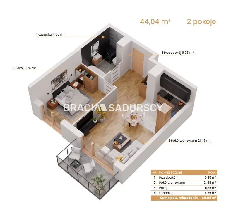 2 pokoje, mieszkanie 44,04 m², piętro 5, oferta nr , BS2-MS-309124-5, Katowice, Ceglana
