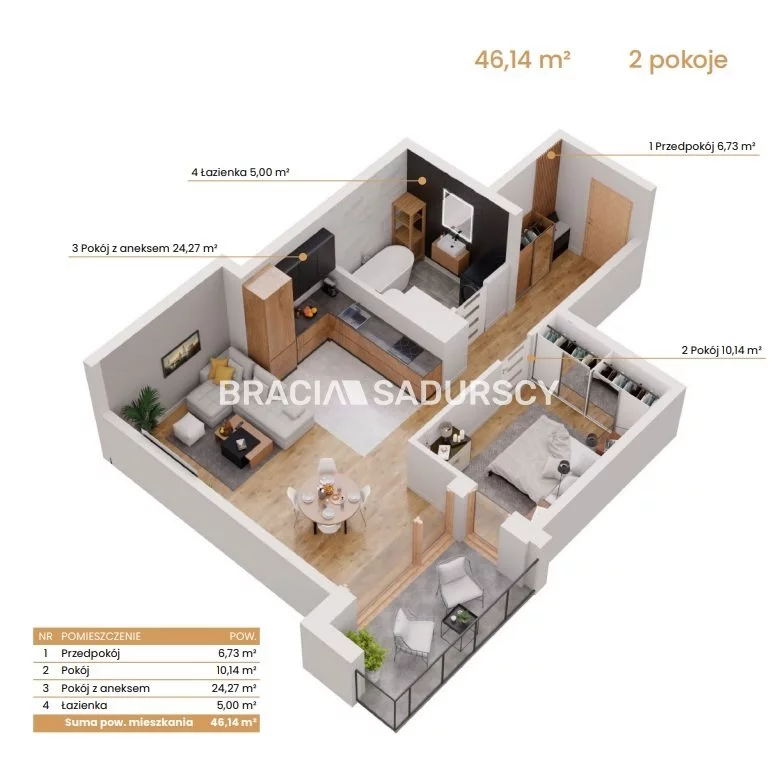 2 pokoje, mieszkanie 46,14 m², piętro 5, oferta nr , BS2-MS-309139-5, Katowice, Ceglana