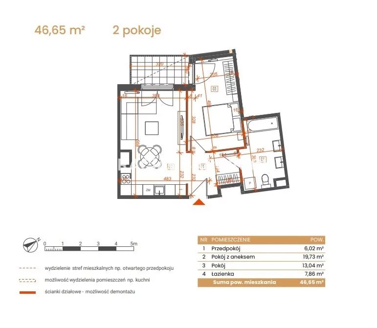 2 pokoje, mieszkanie 46,65 m², piętro 3, oferta nr , BS2-MS-309143-5, Katowice, Ceglana