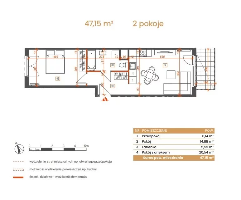 2 pokoje, mieszkanie 47,15 m², piętro 7, oferta nr , BS2-MS-309148-6, Katowice, Ceglana