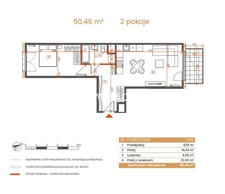 2 pokoje, mieszkanie 50,46 m², piętro 2, oferta nr , BS2-MS-309150-6, Katowice, Ceglana