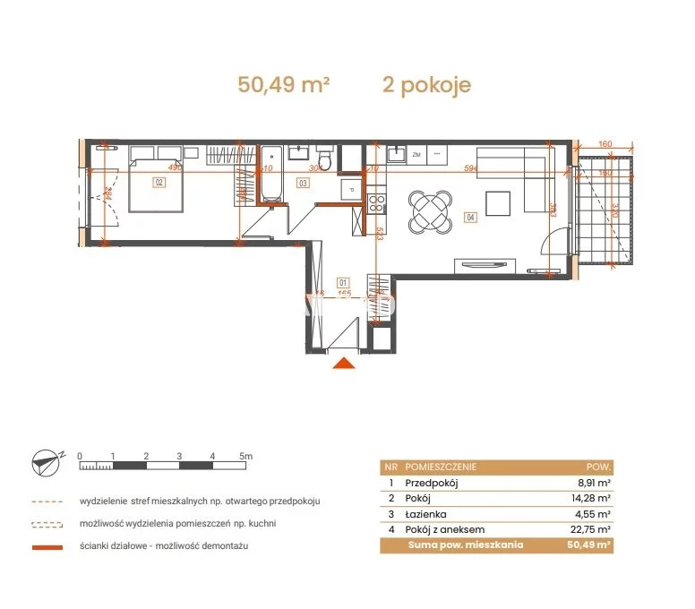 2 pokoje, mieszkanie 50,49 m², piętro 1, oferta nr , BS2-MS-309151-6, Katowice, Ceglana
