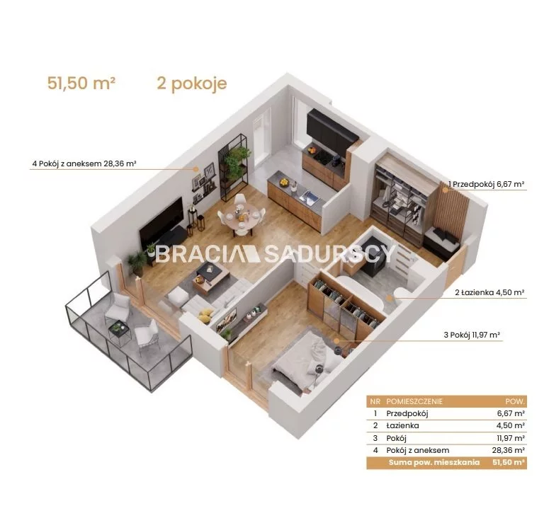 2 pokoje, mieszkanie 51,50 m², piętro 5, oferta nr , BS2-MS-309152-6, Katowice, Ceglana