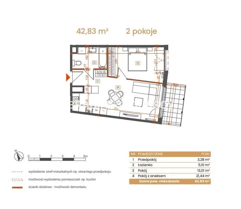 2 pokoje, mieszkanie 42,83 m², piętro 2, oferta nr , BS2-MS-309091-6, Katowice, Ceglana