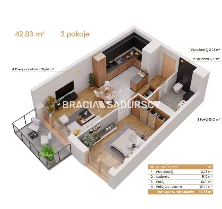 2 pokoje, mieszkanie 42,83 m², piętro 2, oferta nr , BS2-MS-309091-6, Katowice, Ceglana