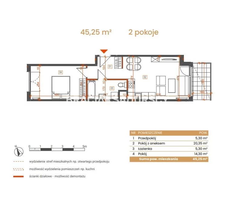 2 pokoje, mieszkanie 45,25 m², piętro 6, oferta nr , BS2-MS-309126-6, Katowice, Ceglana