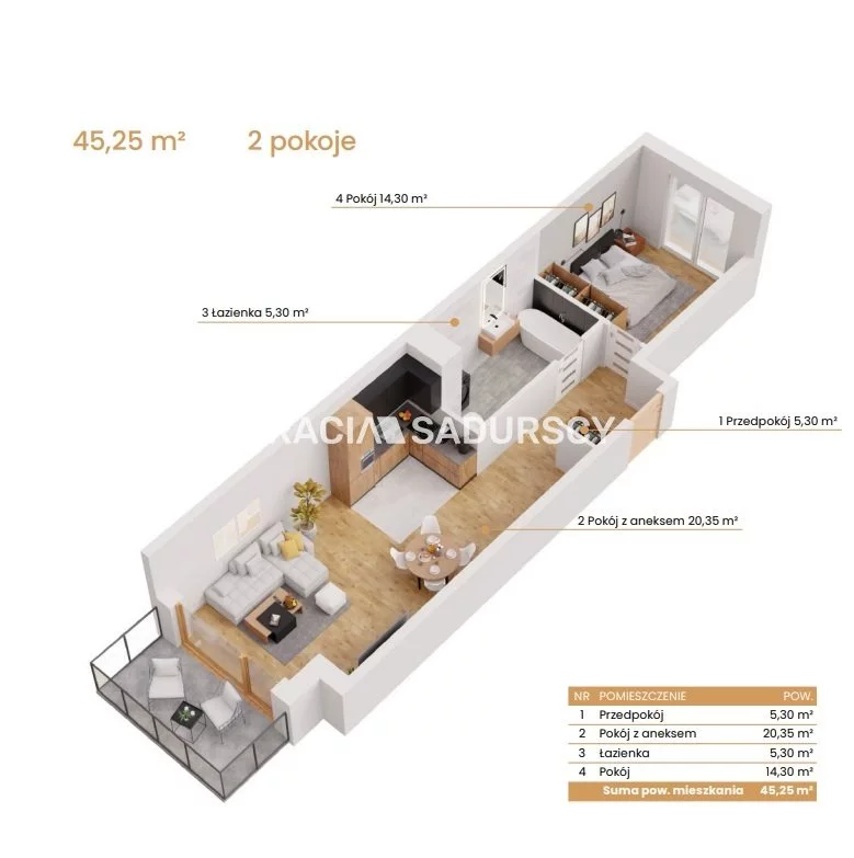 2 pokoje, mieszkanie 45,25 m², piętro 6, oferta nr , BS2-MS-309126-6, Katowice, Ceglana