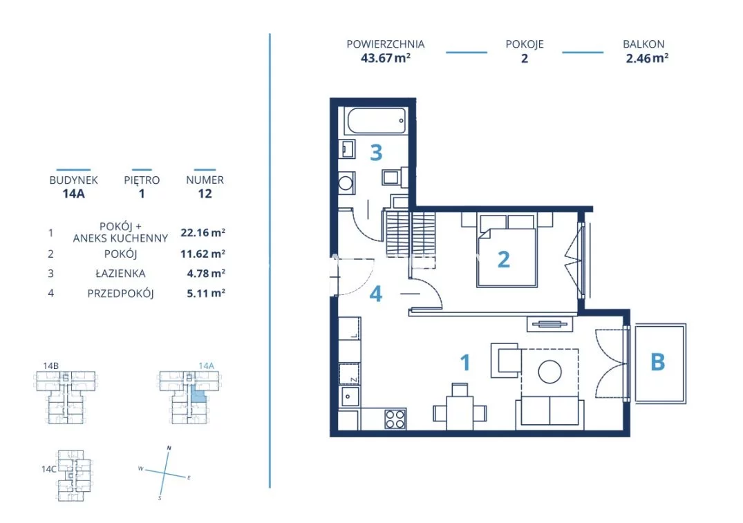 2 pokoje, mieszkanie 43,67 m², piętro 1, oferta nr , BS2-MS-300770-29, Kraków, Dębniki, Ruczaj, Czerwone Maki