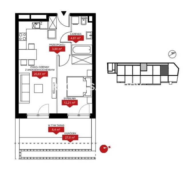 2 pokoje, mieszkanie 41,30 m², parter, oferta nr , BS2-MS-306158-11, Kraków, Podgórze, Dąbrowskiego