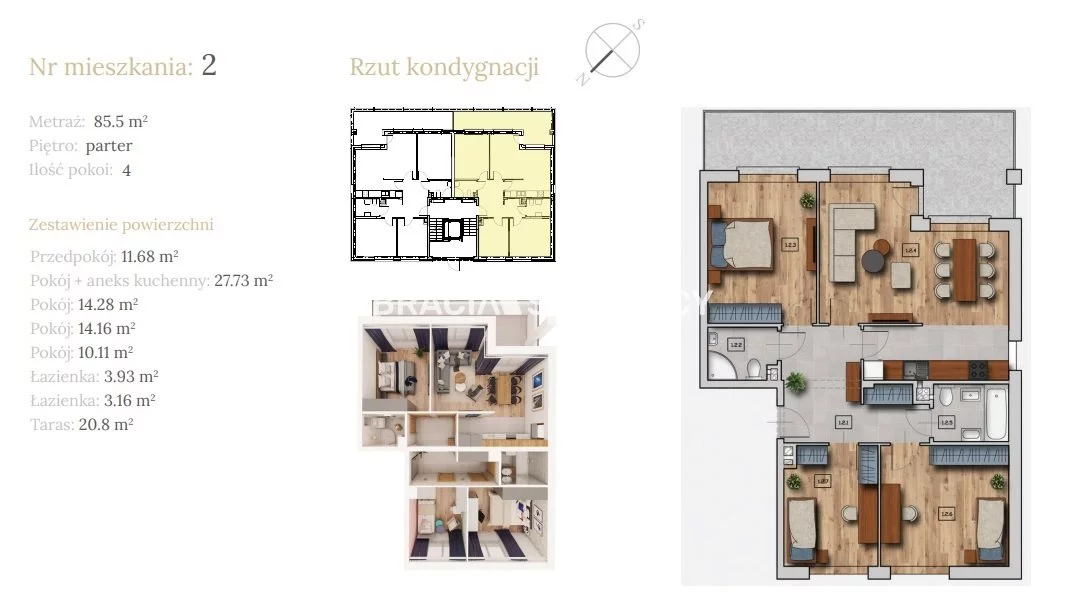 2 pokoje, mieszkanie 85,05 m², parter, oferta nr , BS2-MS-304115-18, Wieliczka, Dębowa