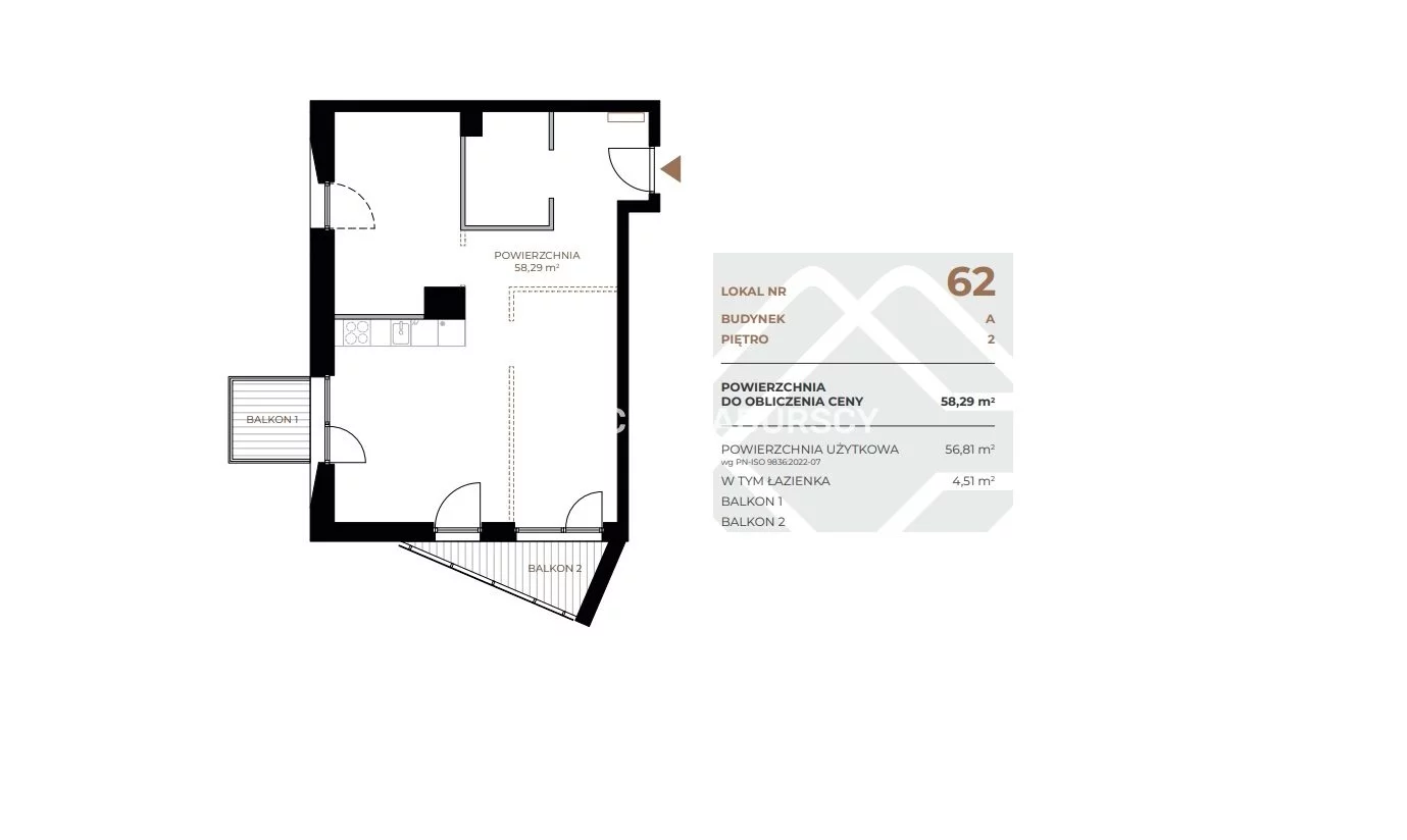 2 pokoje, mieszkanie 58,29 m², piętro 2, oferta nr , BS2-MS-311564, Kraków, Grzegórzki, Fabryczna