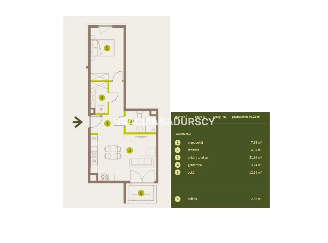 2 pokoje, mieszkanie 38,69 m², piętro 6, oferta nr , BS2-MS-309731-5, Kraków, Prądnik Biały, Imbramowska