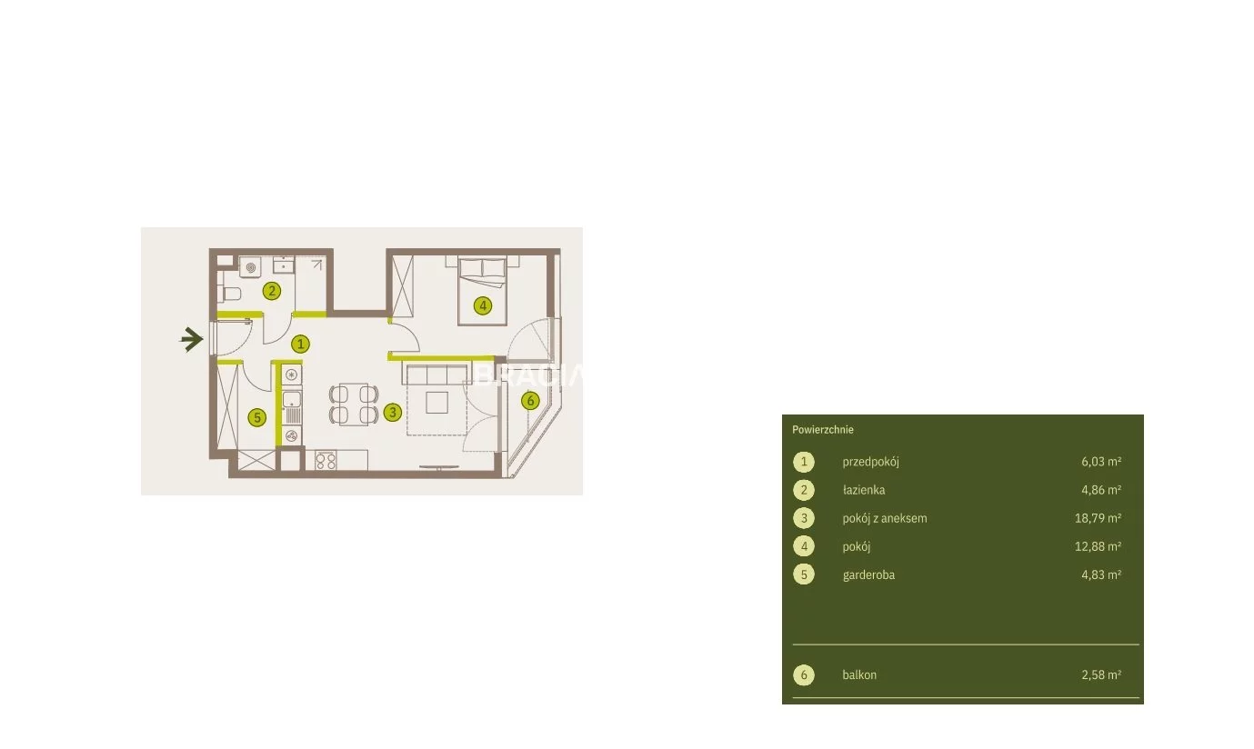 2 pokoje, mieszkanie 47,39 m², piętro 6, oferta nr , BS2-MS-311934-5, Kraków, Prądnik Biały, Imbramowska