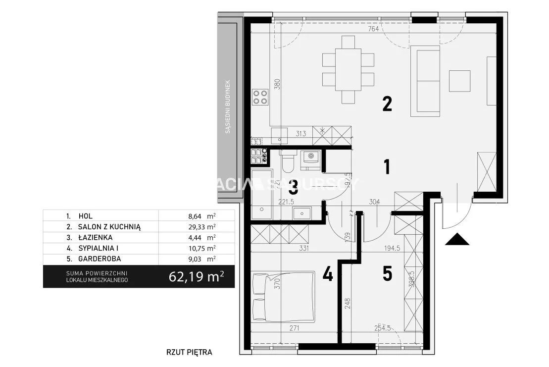 2 pokoje, mieszkanie 62,19 m², piętro 1, oferta nr , BS2-MS-305734-12, Kraków, Bronowice, Jasnogórska