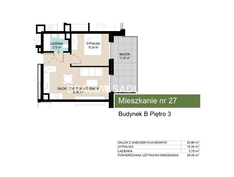 2 pokoje, mieszkanie 35,05 m², piętro 3, oferta nr , BS2-MS-306697-10, Kraków, Wzgórza Krzesławickie, Kantrowicka