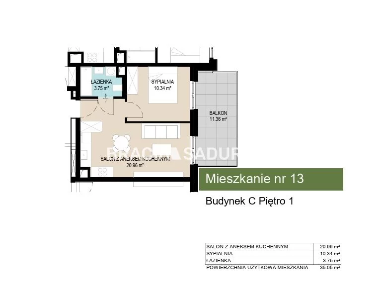 2 pokoje, mieszkanie 35,05 m², piętro 1, oferta nr , BS2-MS-306867-10, Kraków, Wzgórza Krzesławickie, Kantrowicka