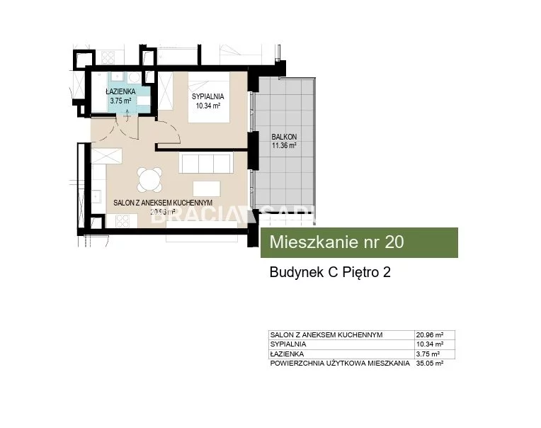 2 pokoje, mieszkanie 35,05 m², piętro 2, oferta nr , BS2-MS-306874-10, Kraków, Wzgórza Krzesławickie, Kantrowicka