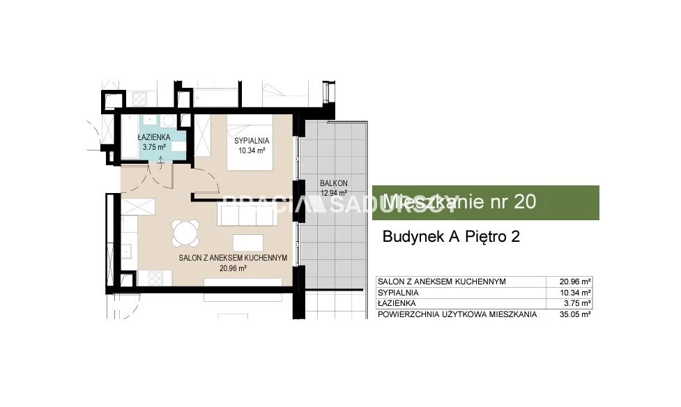 2 pokoje, mieszkanie 35,05 m², piętro 2, oferta nr , BS2-MS-306630-11, Kraków, Wzgórza Krzesławickie, Kantrowicka