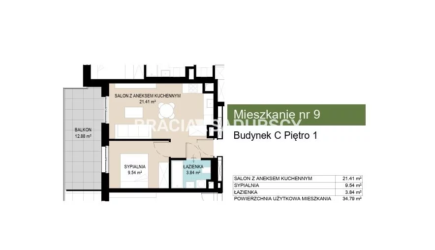 2 pokoje, mieszkanie 34,79 m², piętro 1, oferta nr , BS2-MS-306863-11, Kraków, Wzgórza Krzesławickie, Kantrowicka