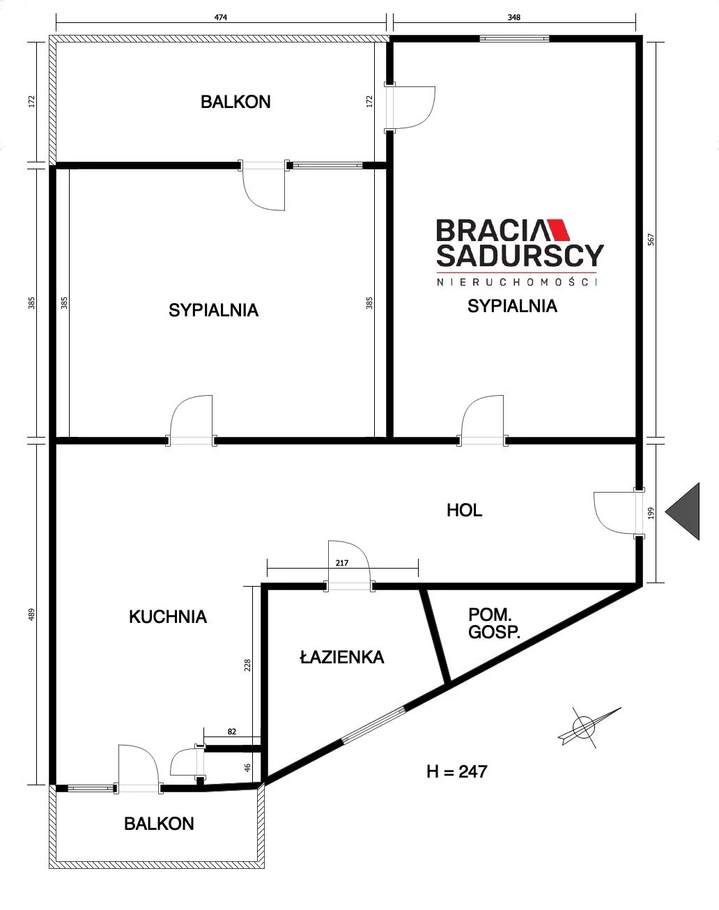 2 pokoje, mieszkanie 59,30 m², piętro 4, oferta nr , BS4-MS-311039, Kraków, Grzegórzki, Kotlarska