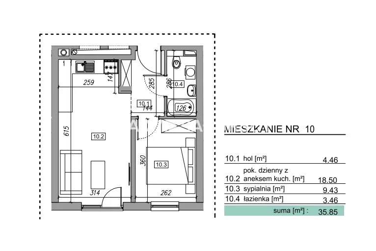 2 pokoje, mieszkanie 45,45 m², piętro 1, oferta nr , BS2-MS-305836-12, Myślenice