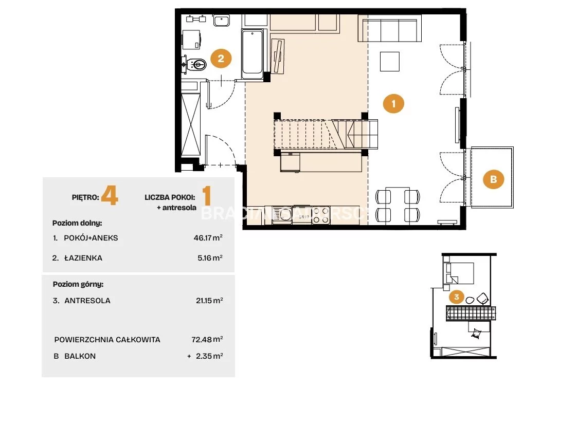 2 pokoje, mieszkanie 72,48 m², piętro 4, oferta nr , BS2-MS-308461-5, Kraków, Bronowice, Na Błonie