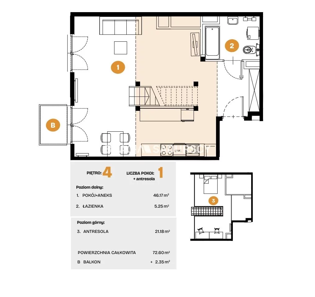 2 pokoje, mieszkanie 72,60 m², piętro 4, oferta nr , BS2-MS-308570-6, Kraków, Bronowice, Na Błonie