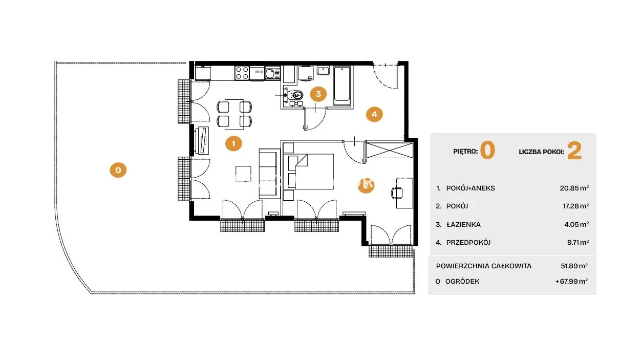 2 pokoje, mieszkanie 51,89 m², parter, oferta nr , BS2-MS-308251-6, Kraków, Bronowice, Na Błonie