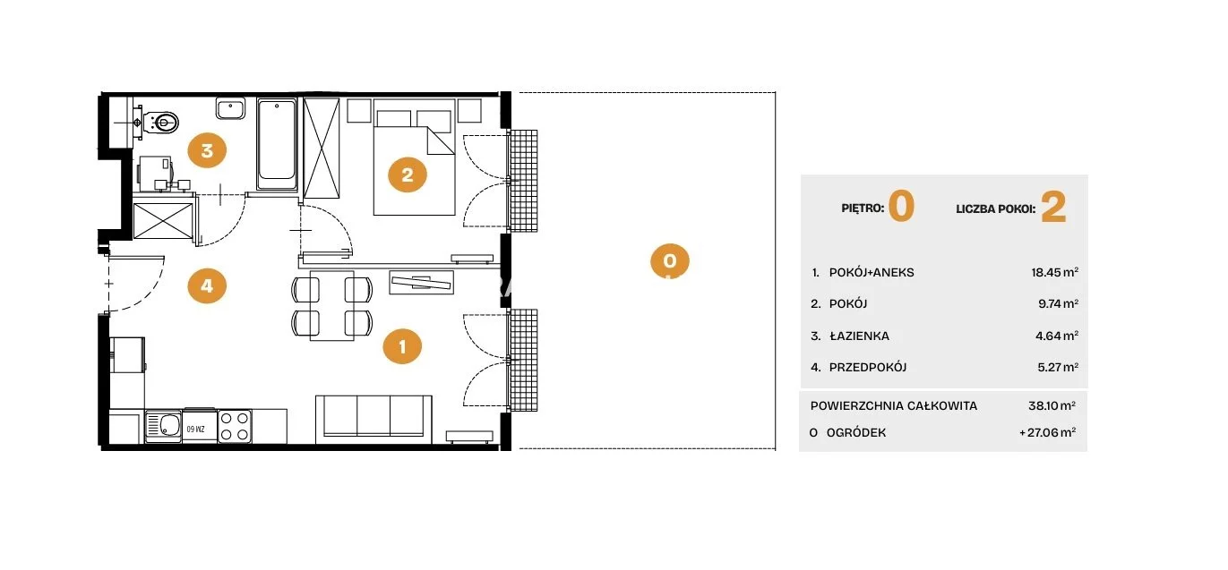 2 pokoje, mieszkanie 38,10 m², parter, oferta nr , BS2-MS-308246-6, Kraków, Bronowice, Na Błonie