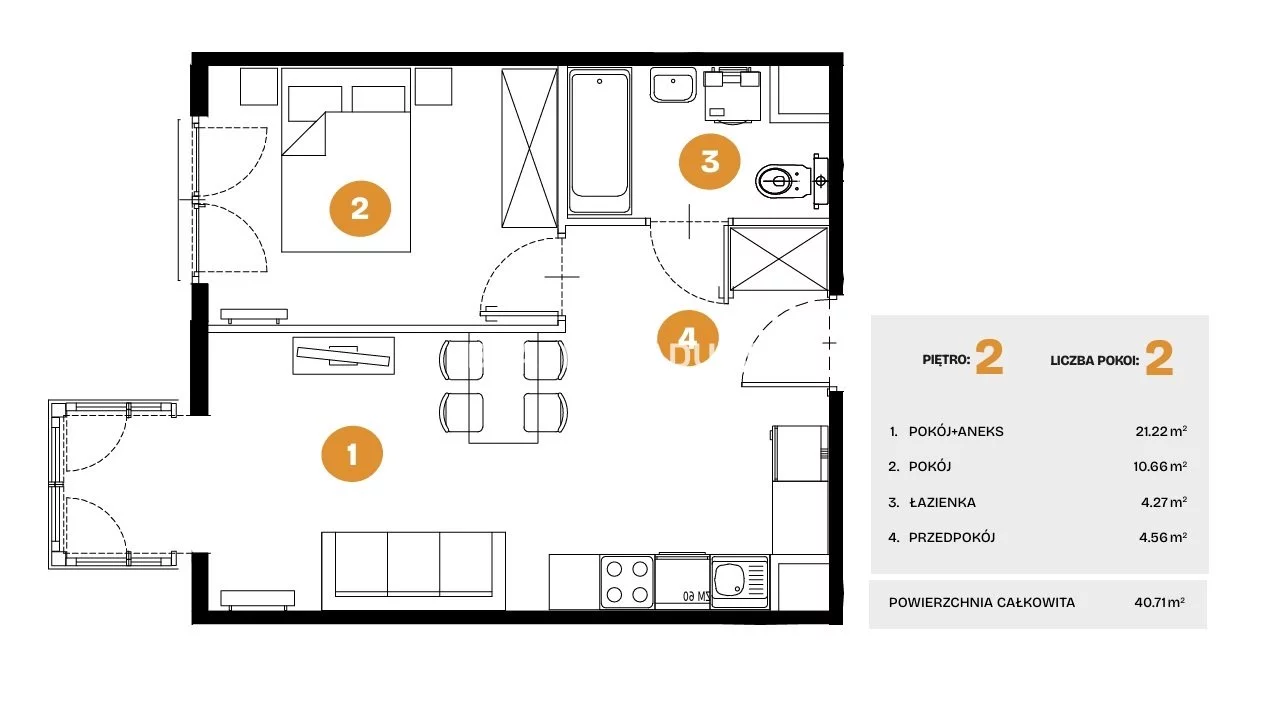 2 pokoje, mieszkanie 40,71 m², piętro 2, oferta nr , BS2-MS-308288-6, Kraków, Bronowice, Na Błonie
