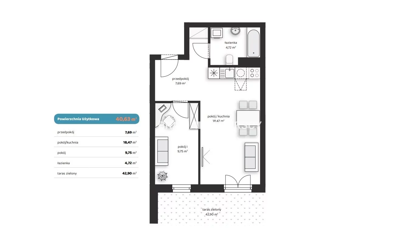 2 pokoje, mieszkanie 40,63 m², parter, oferta nr , BS2-MS-312434-1, Kraków, Prądnik Biały, Noblistów Polskich