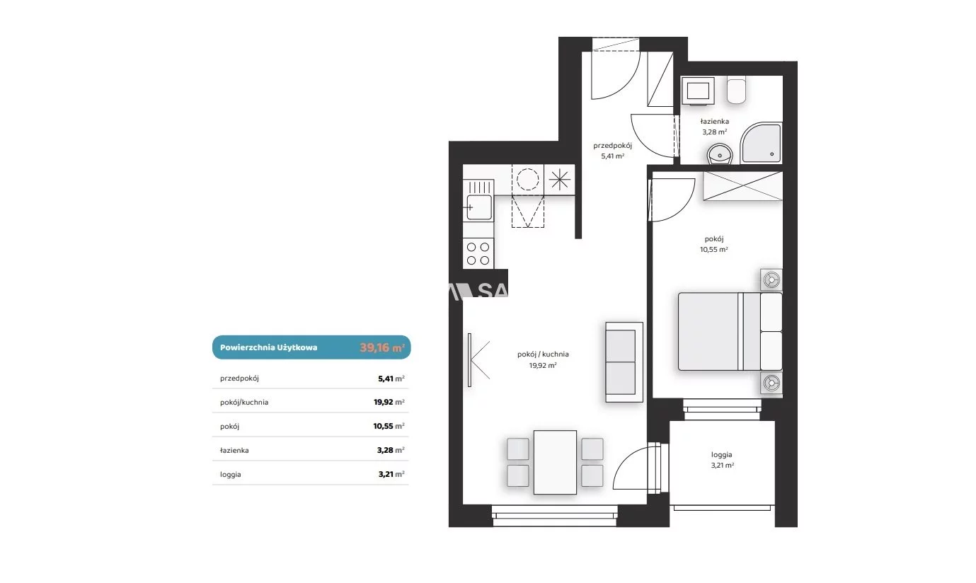 2 pokoje, mieszkanie 39,16 m², piętro 1, oferta nr , BS2-MS-312436-1, Kraków, Prądnik Biały, Noblistów Polskich