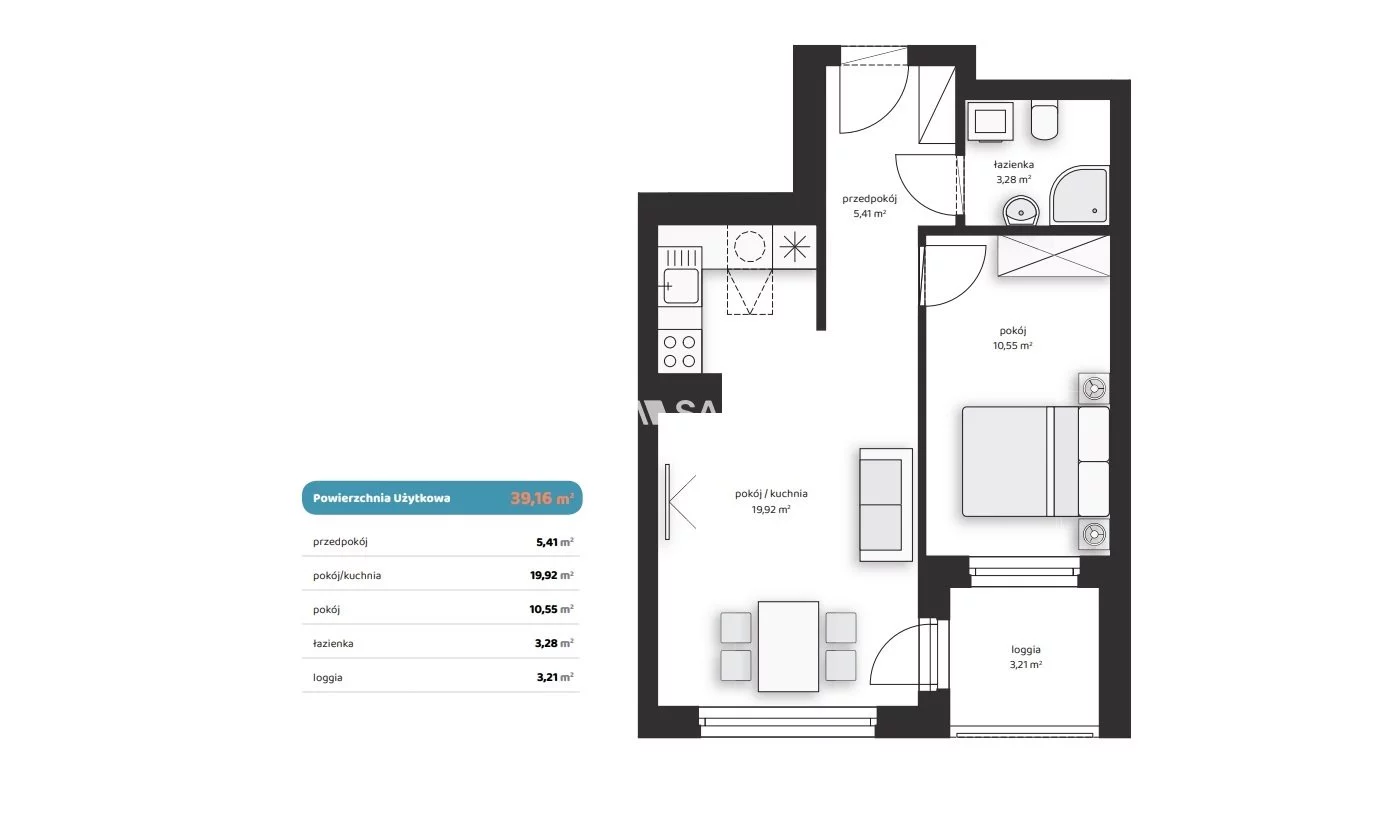 2 pokoje, mieszkanie 39,16 m², piętro 3, oferta nr , BS2-MS-312459-1, Kraków, Prądnik Biały, Noblistów Polskich