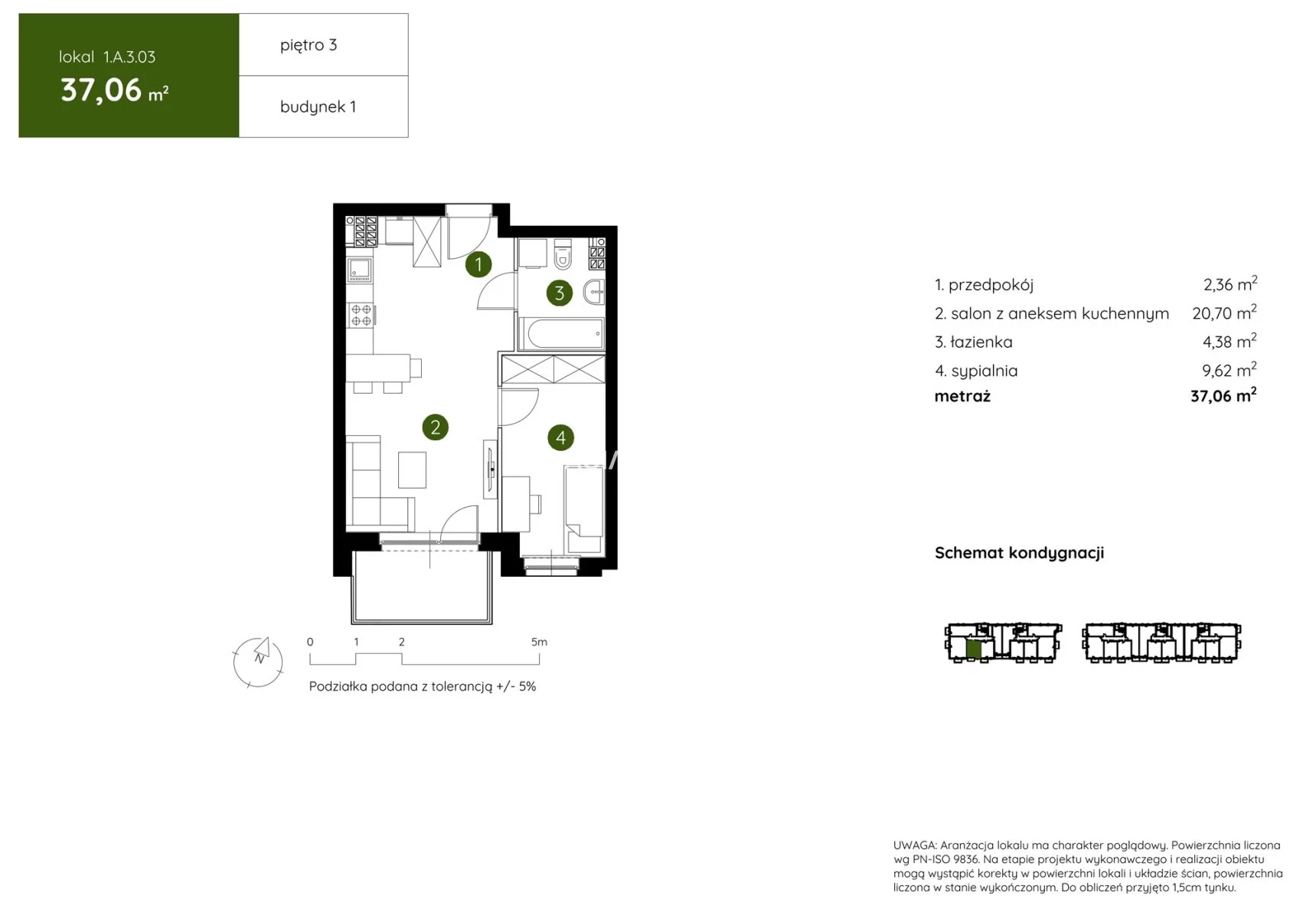 2 pokoje, mieszkanie 37,06 m², piętro 3, oferta nr , BS2-MS-304029-4, Kraków, Prądnik Biały, Pękowicka
