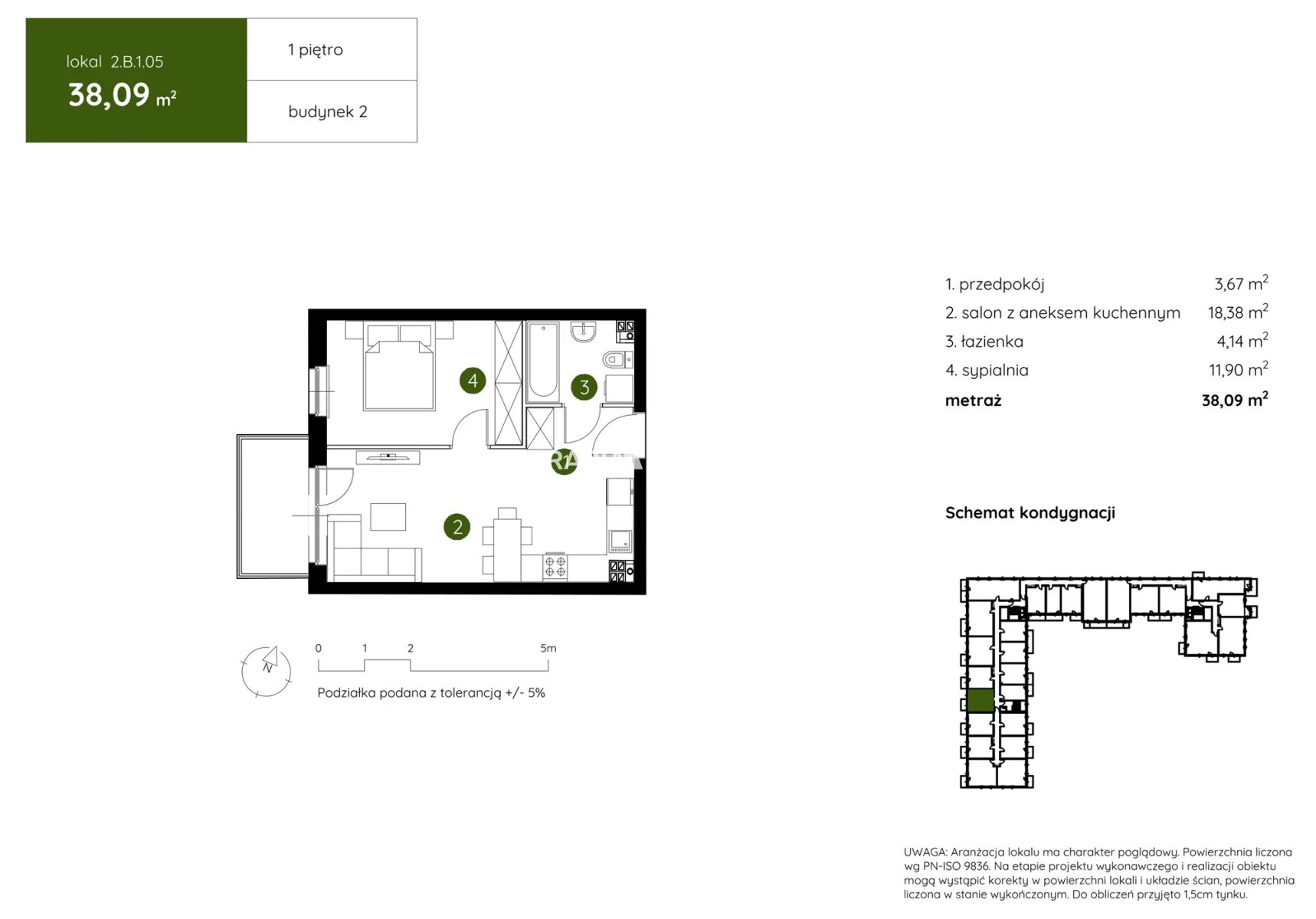 2 pokoje, mieszkanie 38,09 m², piętro 1, oferta nr , BS2-MS-304345-16, Kraków, Prądnik Biały, Pękowicka