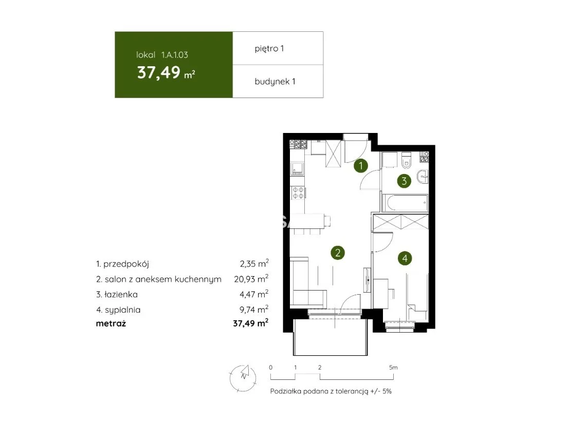 2 pokoje, mieszkanie 37,49 m², piętro 1, oferta nr , BS2-MS-304003-18, Kraków, Prądnik Biały, Pękowicka