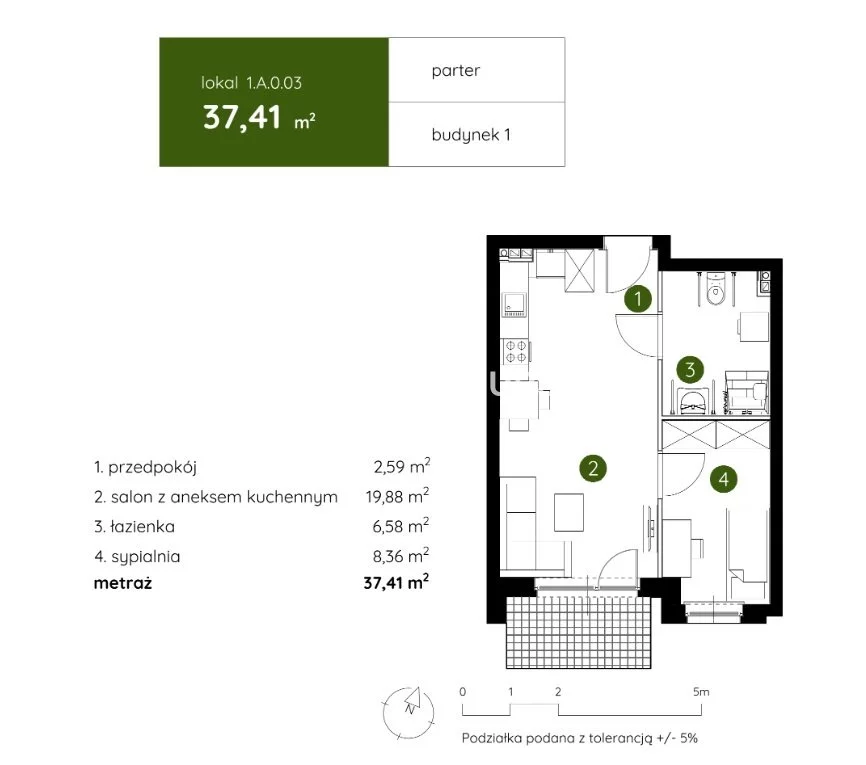 2 pokoje, mieszkanie 37,41 m², parter, oferta nr , BS2-MS-303976-19, Kraków, Prądnik Biały, Pękowicka