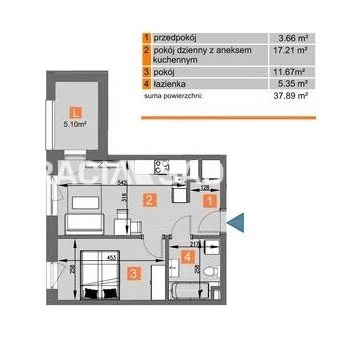2 pokoje, mieszkanie 37,89 m², piętro 2, oferta nr , BS2-MS-297046-258, Kraków, Mistrzejowice, os. Piastów