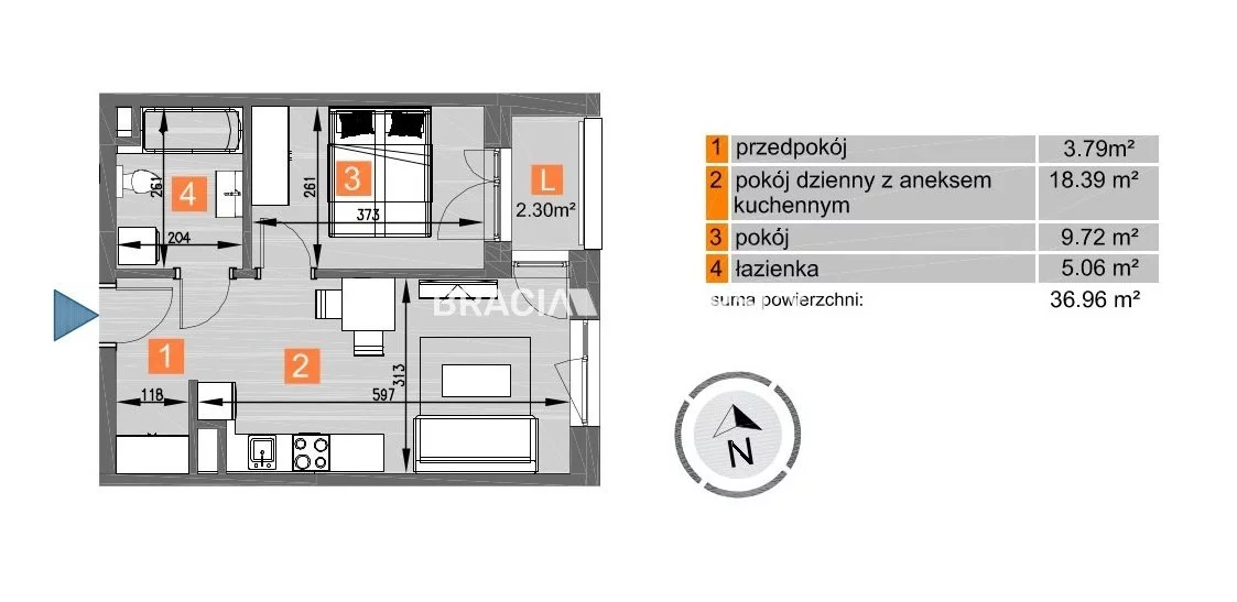 2 pokoje, mieszkanie 36,95 m², piętro 1, oferta nr , BS2-MS-297048-258, Kraków, Mistrzejowice, os. Piastów