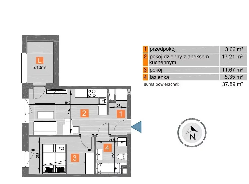 2 pokoje, mieszkanie 37,89 m², piętro 5, oferta nr , BS2-MS-297072-258, Kraków, Mistrzejowice, os. Piastów