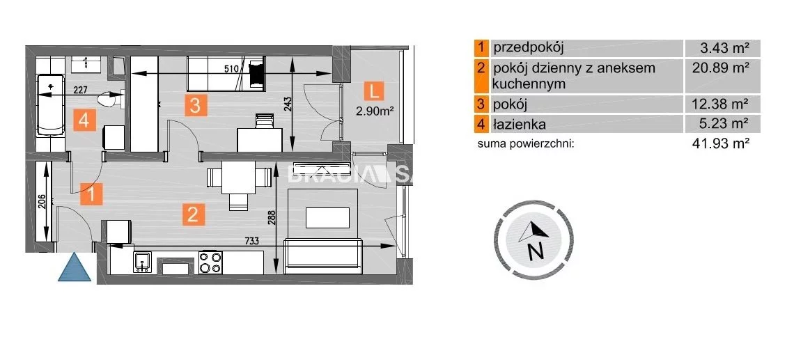 2 pokoje, mieszkanie 41,93 m², piętro 2, oferta nr , BS2-MS-297105-258, Kraków, Mistrzejowice, os. Piastów