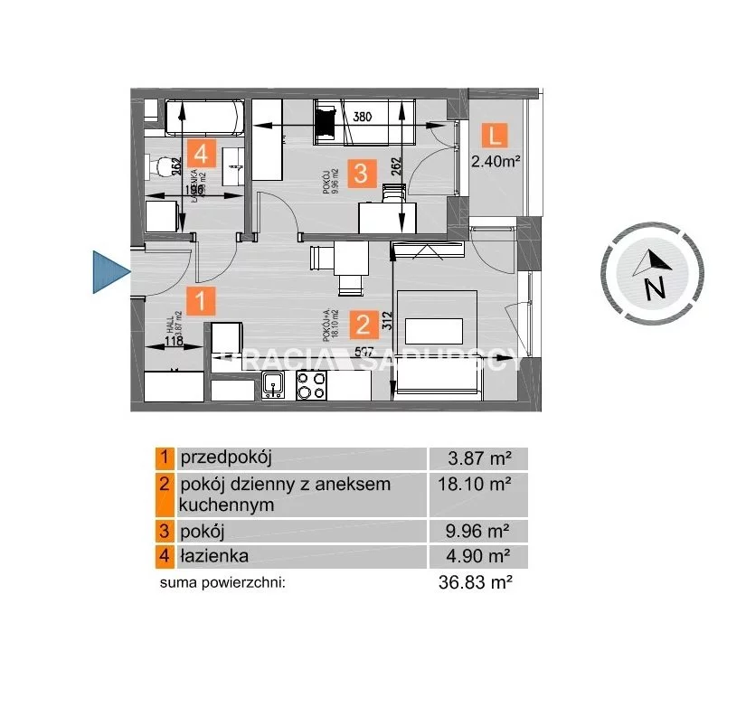 2 pokoje, mieszkanie 36,83 m², piętro 3, oferta nr , BS2-MS-297159-258, Kraków, Mistrzejowice, os. Piastów