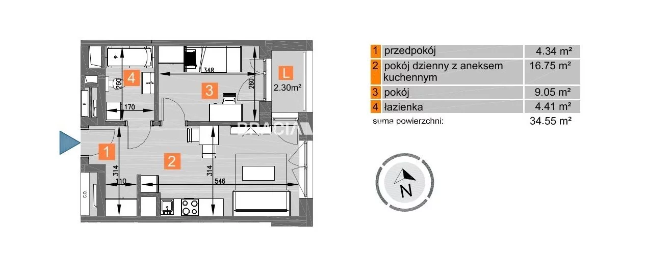 2 pokoje, mieszkanie 34,55 m², piętro 4, oferta nr , BS2-MS-297064-259, Kraków, Mistrzejowice, os. Piastów