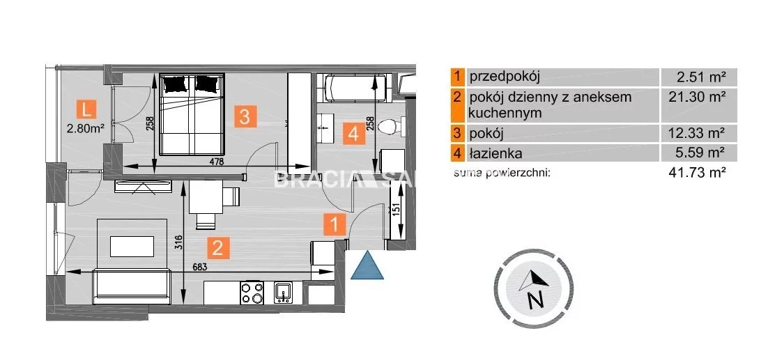 2 pokoje, mieszkanie 41,73 m², piętro 4, oferta nr , BS2-MS-297070-259, Kraków, Mistrzejowice, os. Piastów
