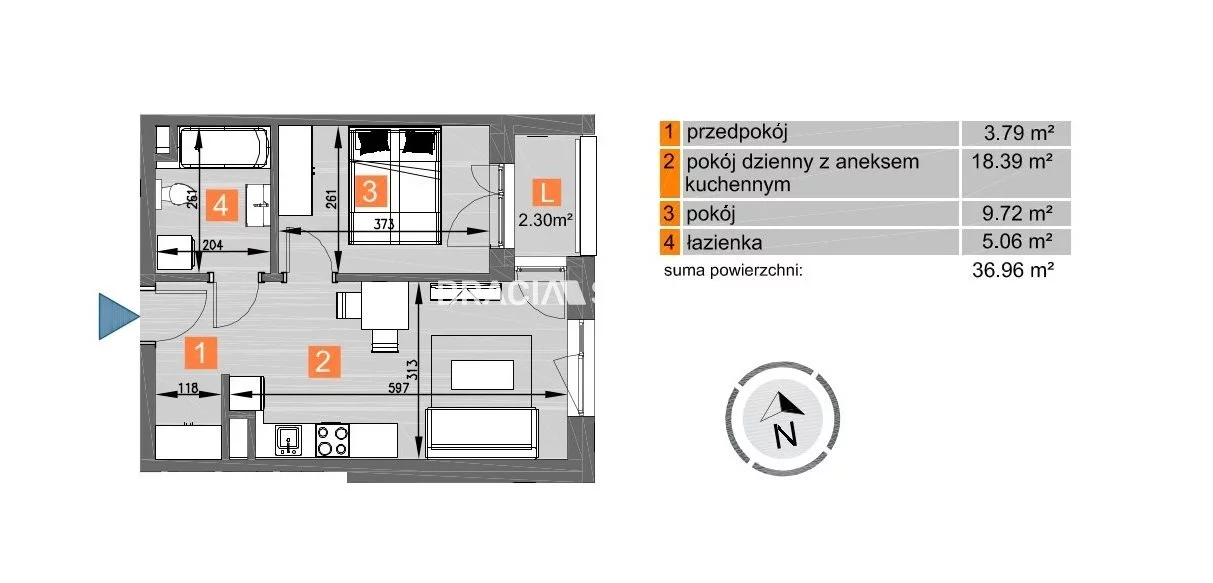 2 pokoje, mieszkanie 36,96 m², piętro 6, oferta nr , BS2-MS-297090-259, Kraków, Mistrzejowice, os. Piastów