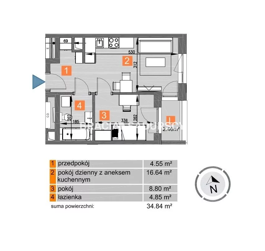 2 pokoje, mieszkanie 34,84 m², piętro 6, oferta nr , BS2-MS-297152-259, Kraków, Mistrzejowice, os. Piastów
